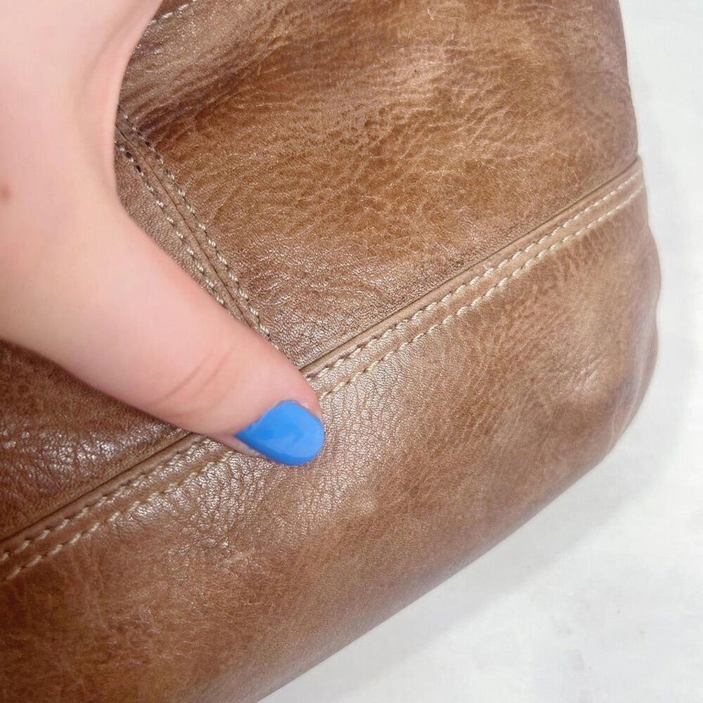 R.P.S. Rock Paper Scissors Brown Leather Distressed Mini Bag Crossbody Purse