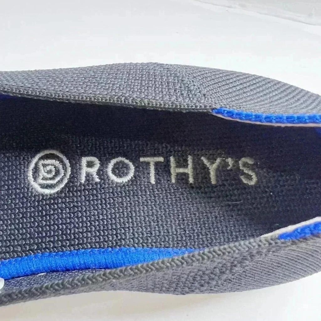 Rothy's Black Blue and White Stripes Slip On Sneakers Size 6