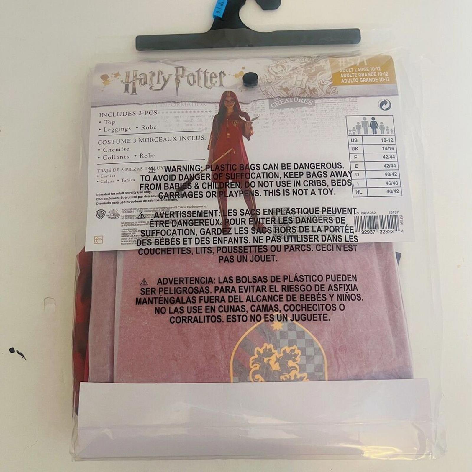 NWT Harry Potter Gryffindor Quidditch Halloween Costume Ginny Weasley Size L