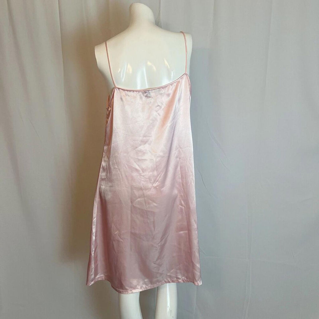 Vintage Private Moments Light Pink Satin Embroidered Slip Dress Coquette Size XL