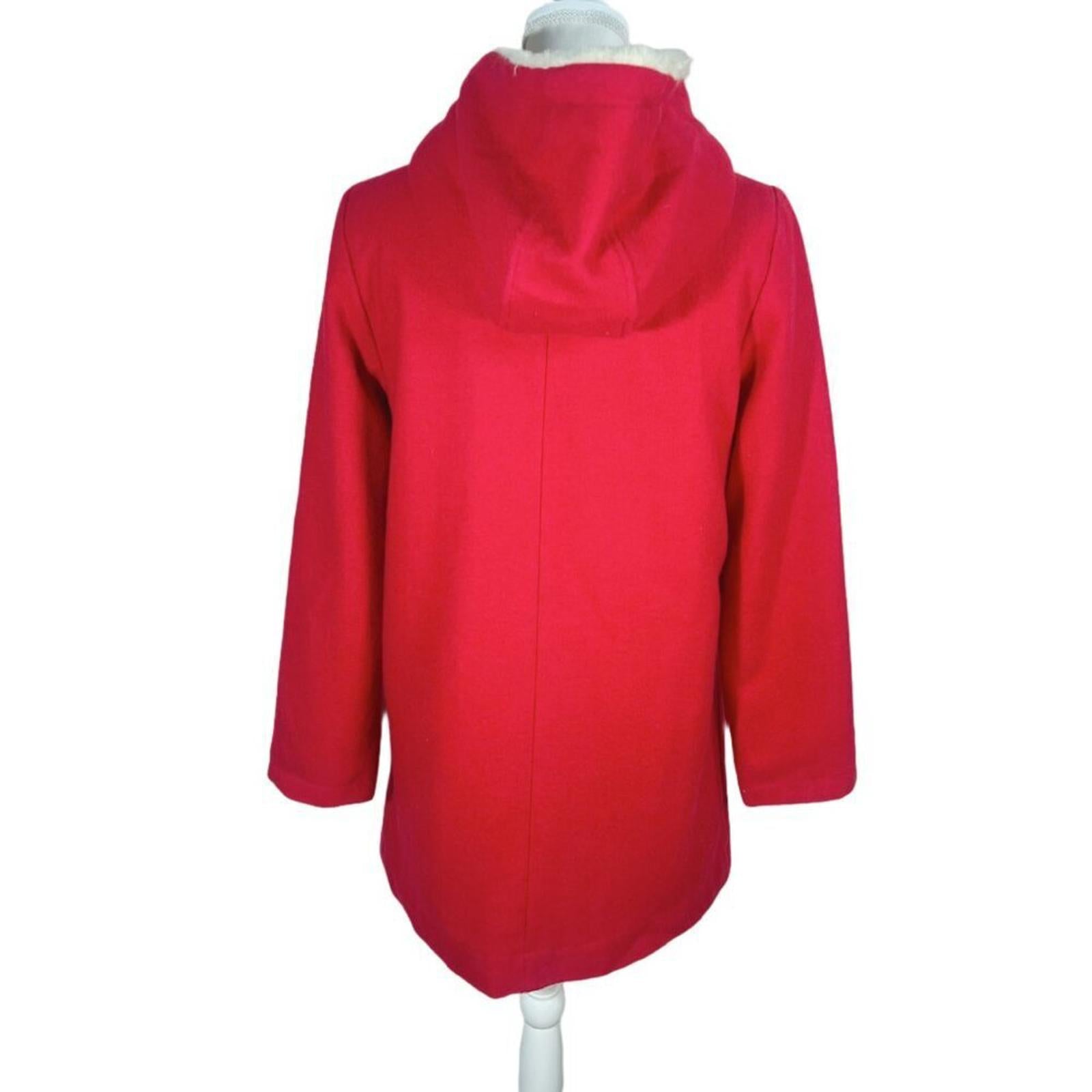 Anthropologie Kimchi & Blue Red Wool Fur Lined Floral Embroidered Jacket Size S