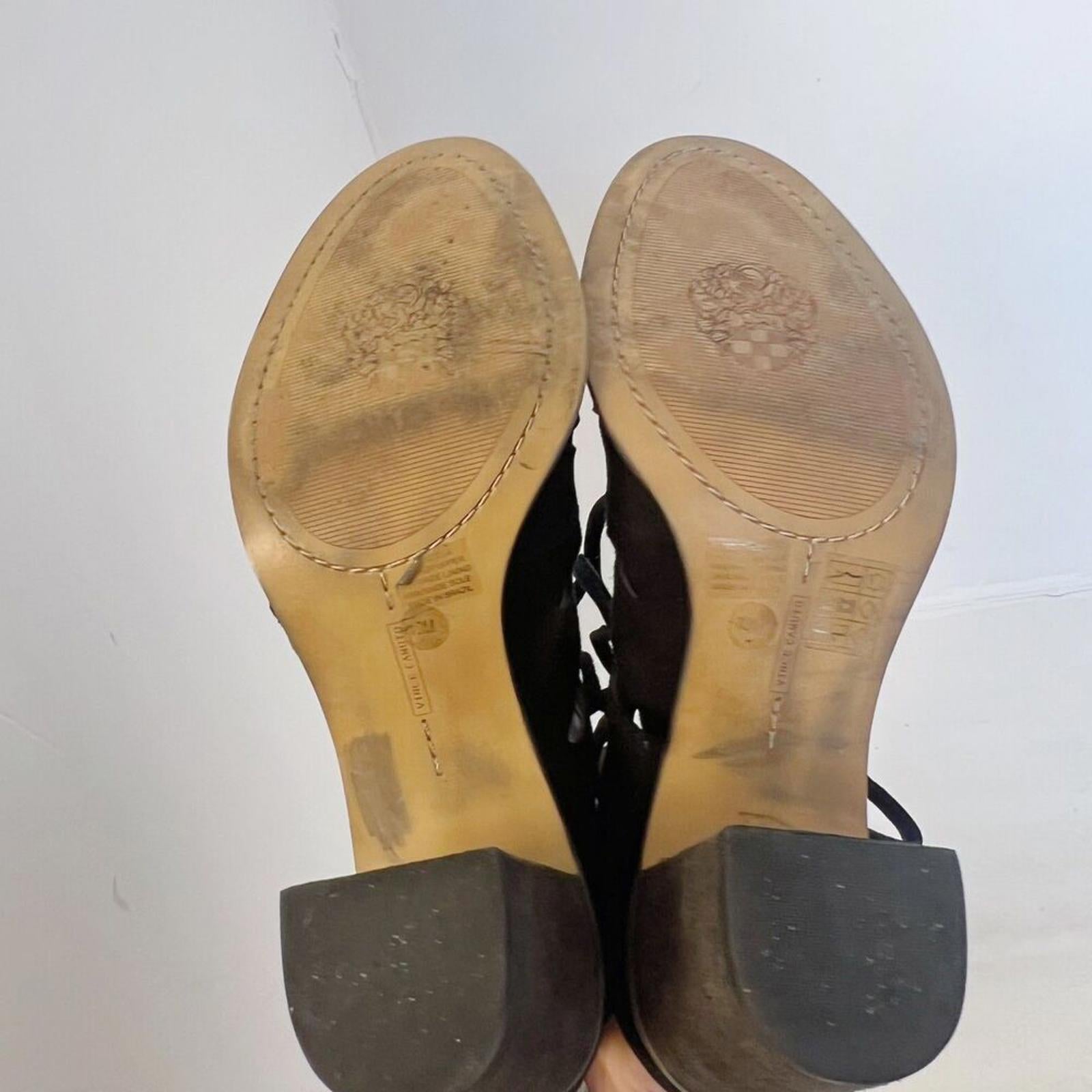 Vince Camuto Tressa Black Suede Lace Up Sandal Bootie Heeled Size 10