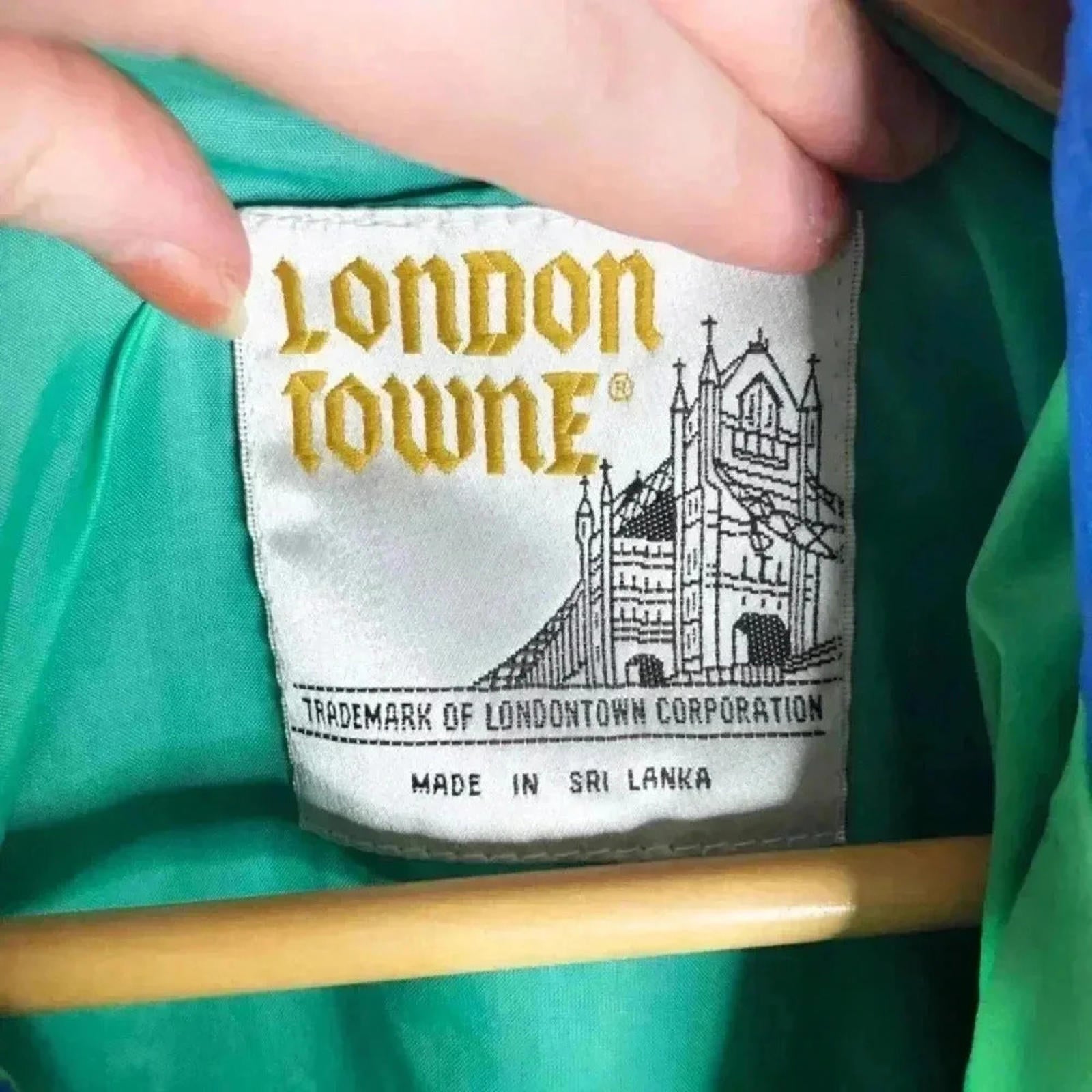 Vintage 80s London Towne Blue Rain Jacket Windbreaker Women's Size M