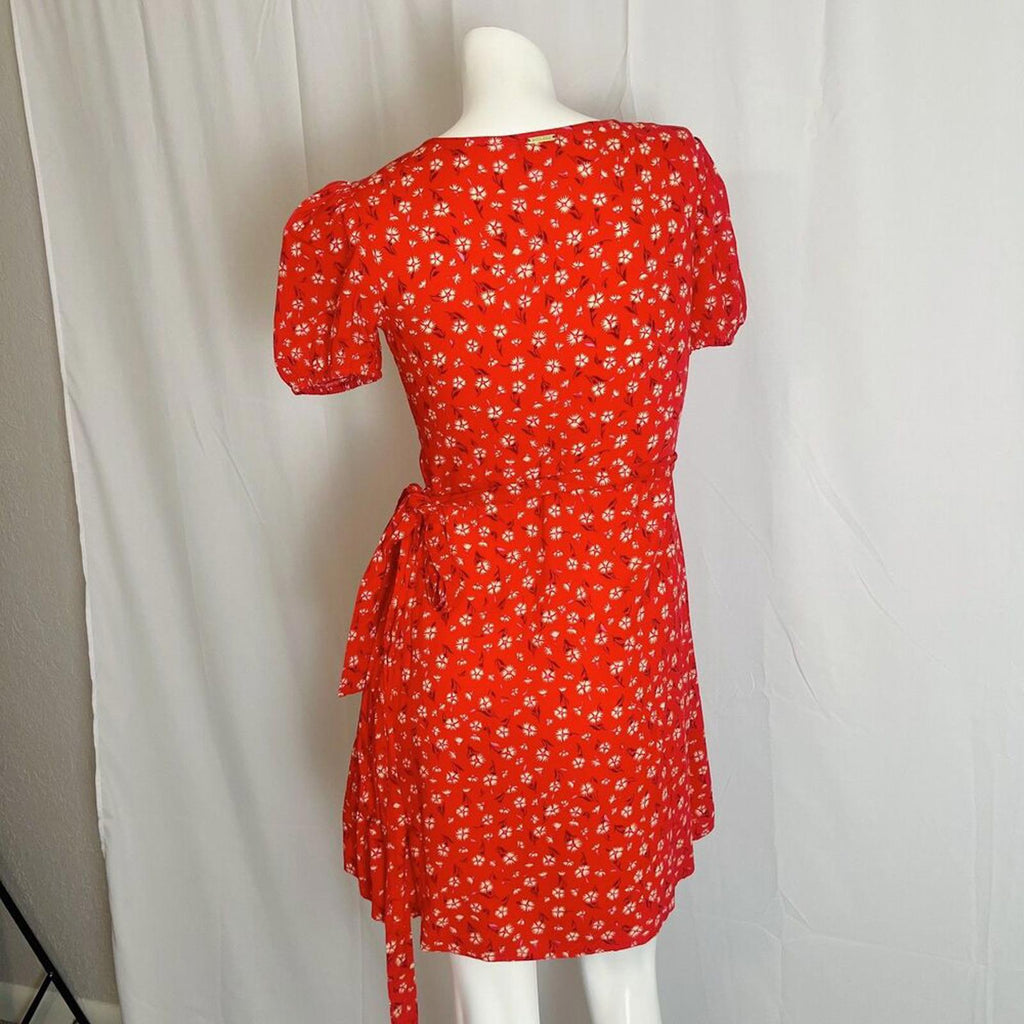 Billabong Women's Hot Tropix Red Floral Wrap Dress Sundress Summer Size S