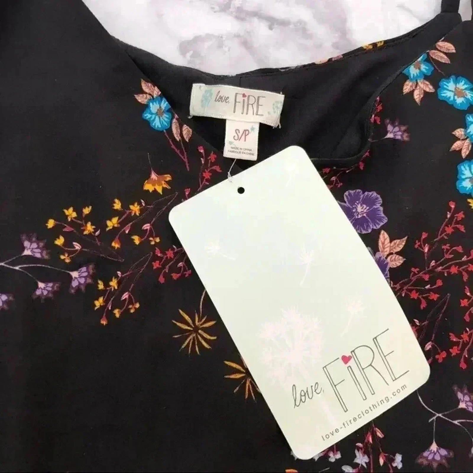 NWT Love, Fire Black Floral Midi Dress Chiffon Women's Size S