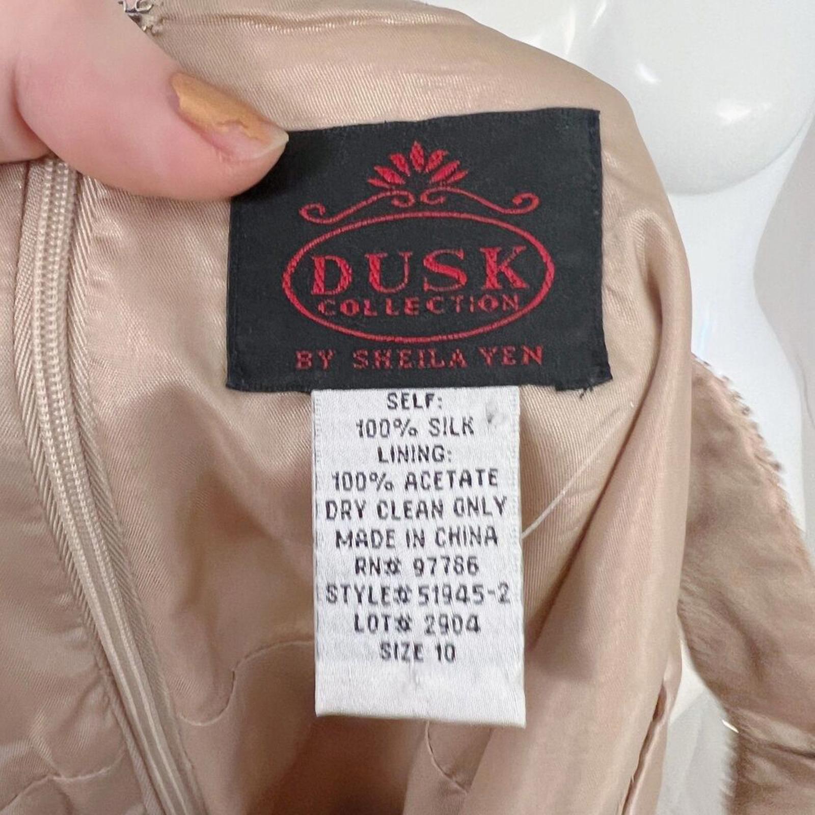 y2k Vintage Silk Dusk Collection Champagne Gold Hand Beaded Evening Gown Size 10