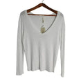 NWT Elan White Ribbed V Neck Long Sleeve Shirt Women's Size M
