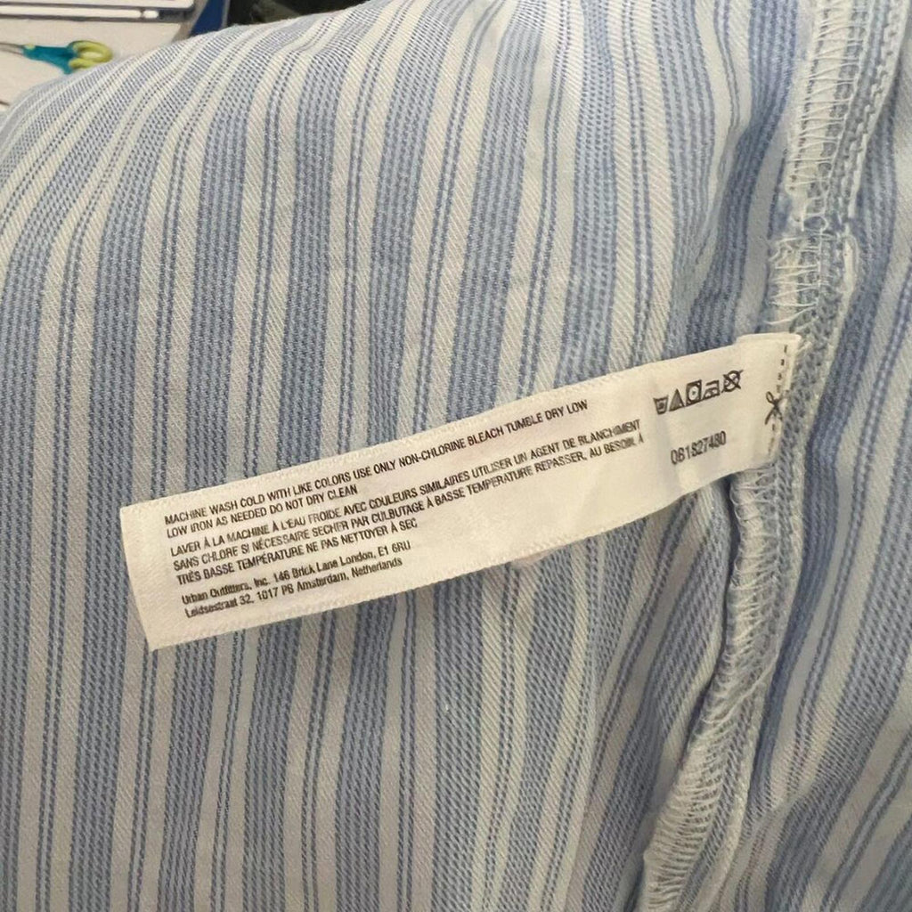 Out From Under Urban Outfitters Blue Pinstripe Grey Plaid Button Up Size L