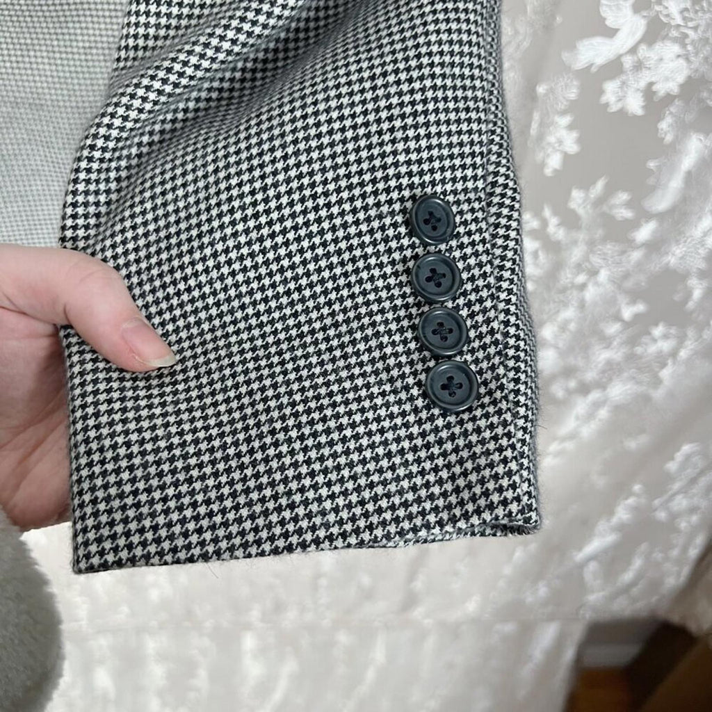 Cashmere Harold Powell Men's Houndstooth Blazer Sportcoat Suit Jacket Size 46