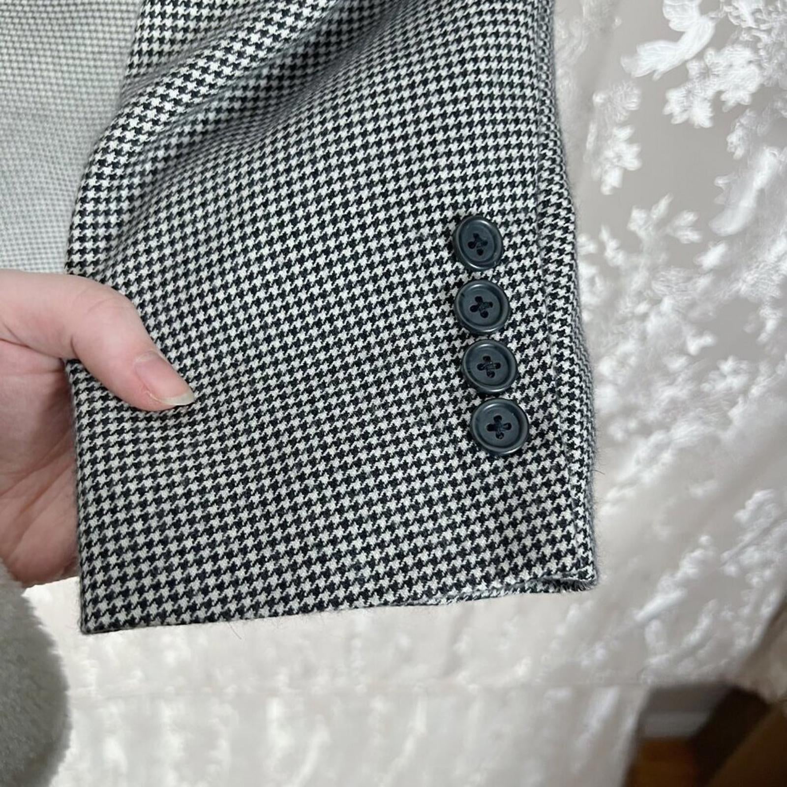 Cashmere Harold Powell Men's Houndstooth Blazer Sportcoat Suit Jacket Size 46