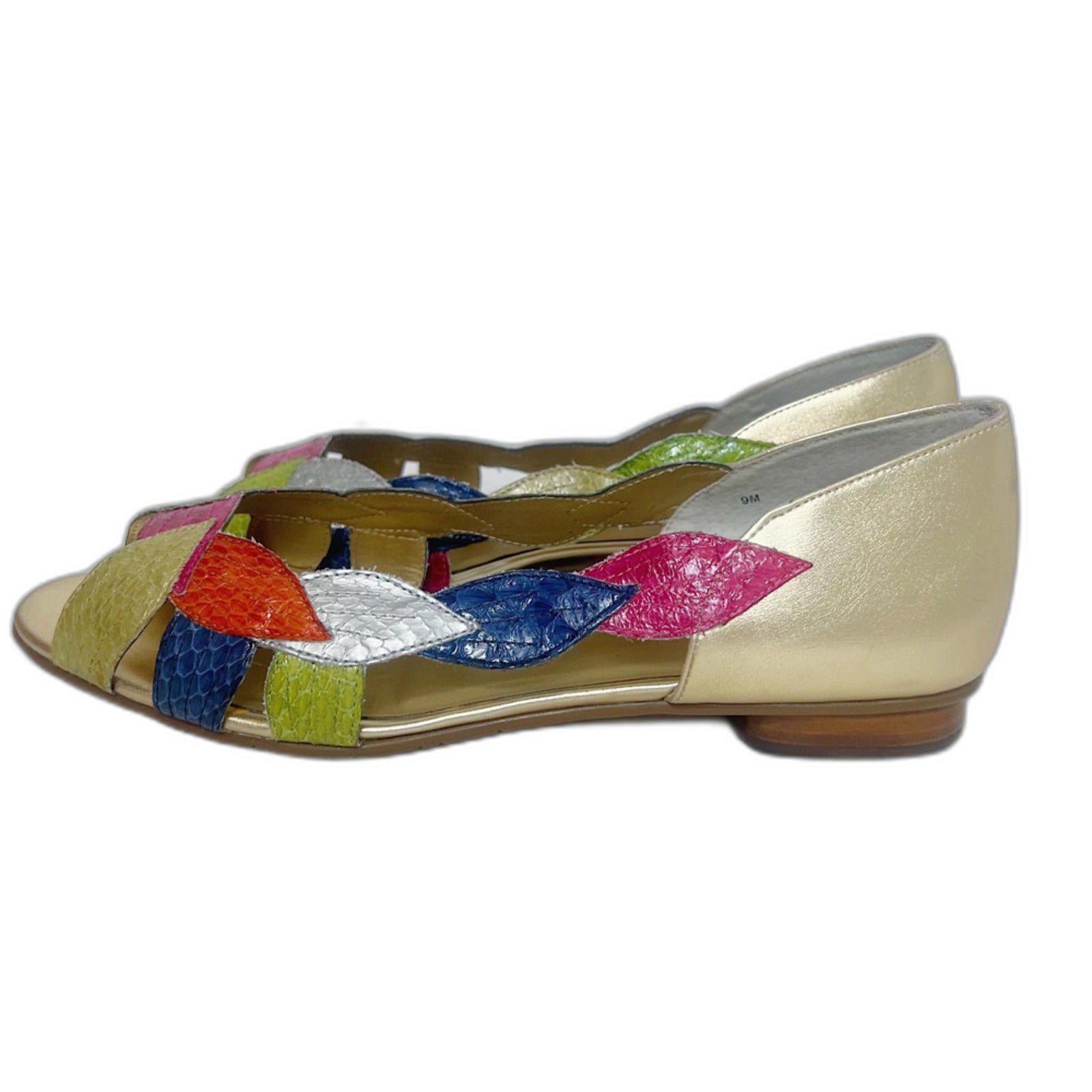 y2k Vintage Ditto by Van Eli Colorful Multicolored Flats Ibiza Vacation Size 9