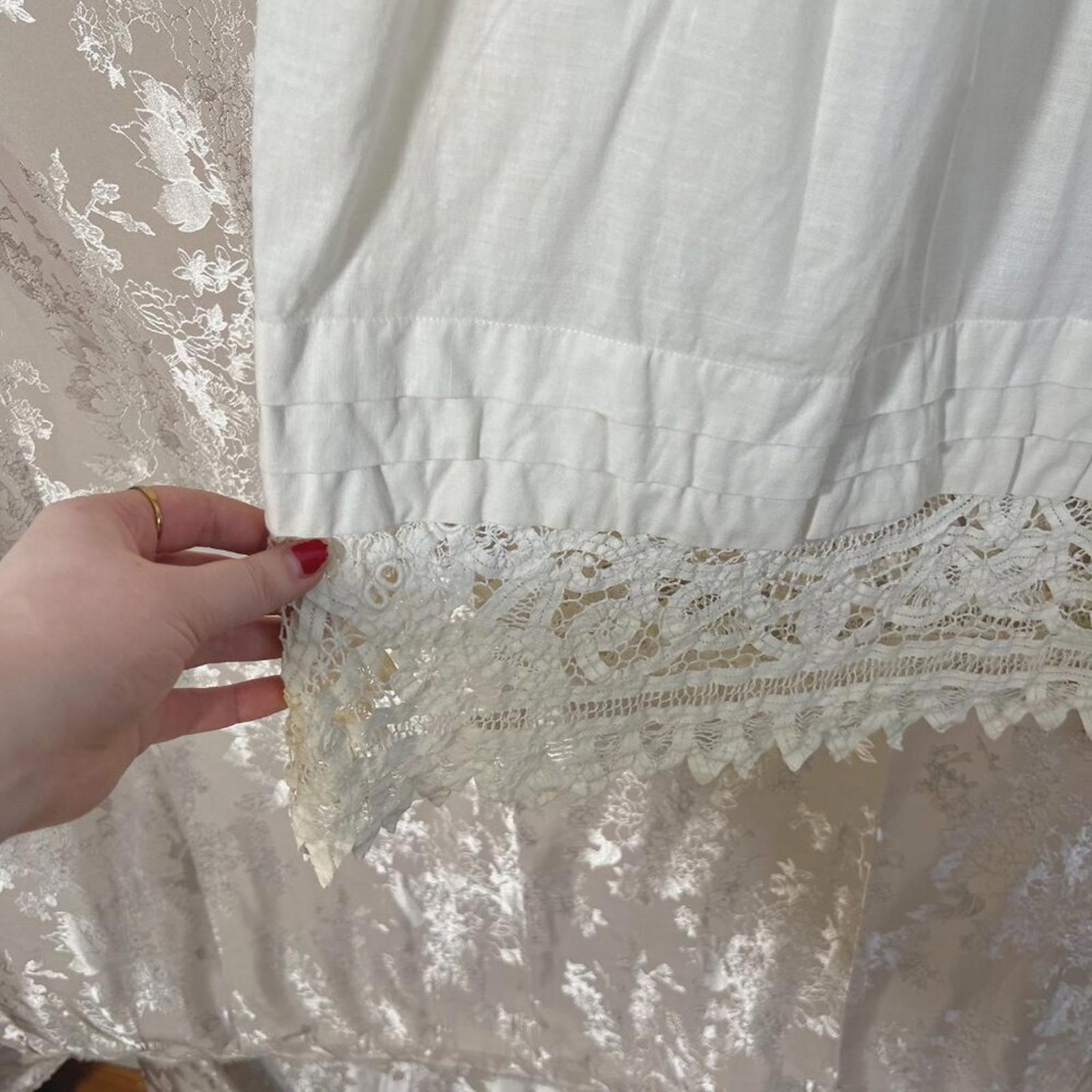 Vintage Carry Back Folk Skirt Peasant Lace Embroidered Maxi Skirt Cream Size 14
