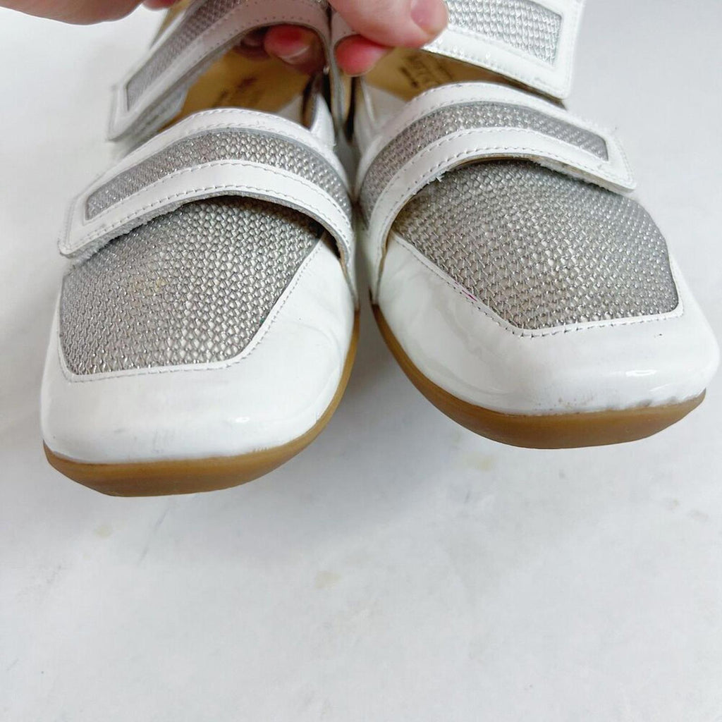 Sesto Meucci Gyan Napa Leather Mary Jane Sneakers White Silver Size 7.5 N