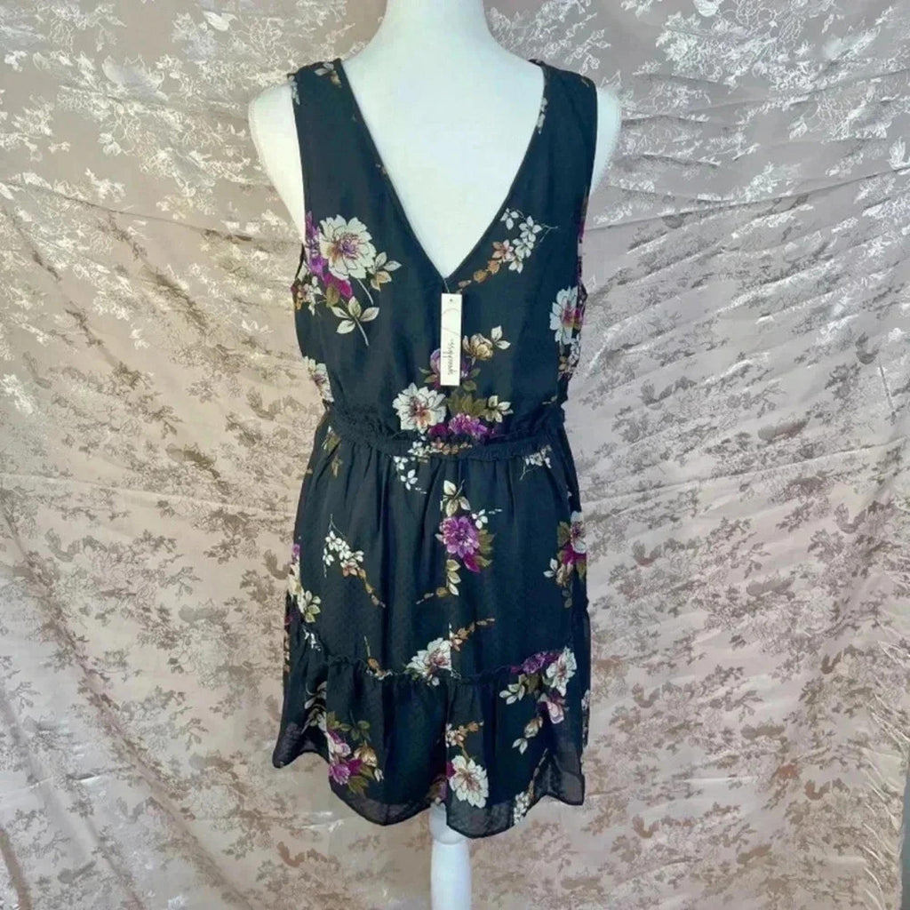 NWT Speechless Black Chiffon Dress Purple Flowers Size XL