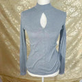 Frame Silk Mock Neck Long Sleeved Grey Shirt Keyhole Women's Size S