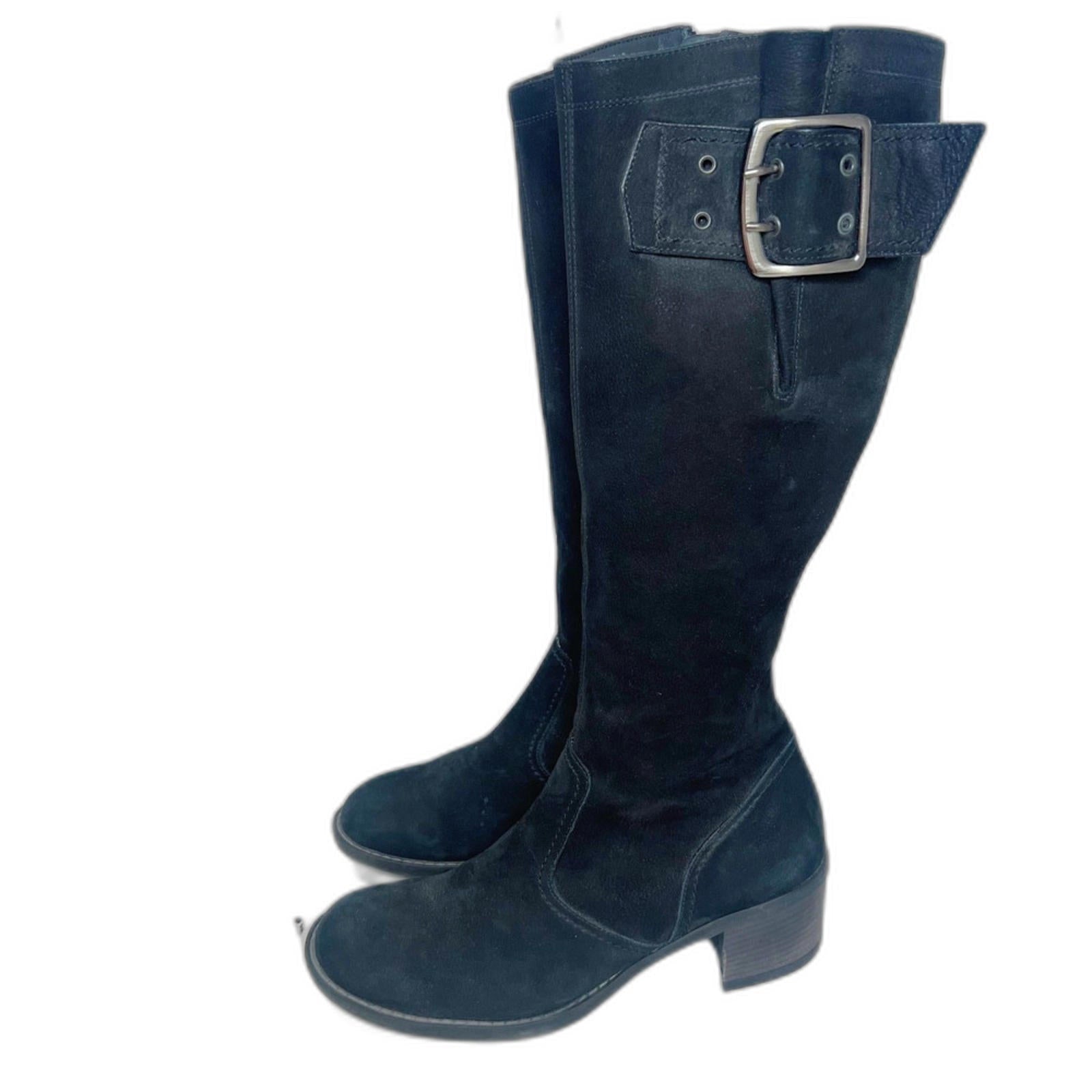 Paul Green Kendra Tall Riding Boots Black Suede Nuback Women's Size 5.5 UK 8 US