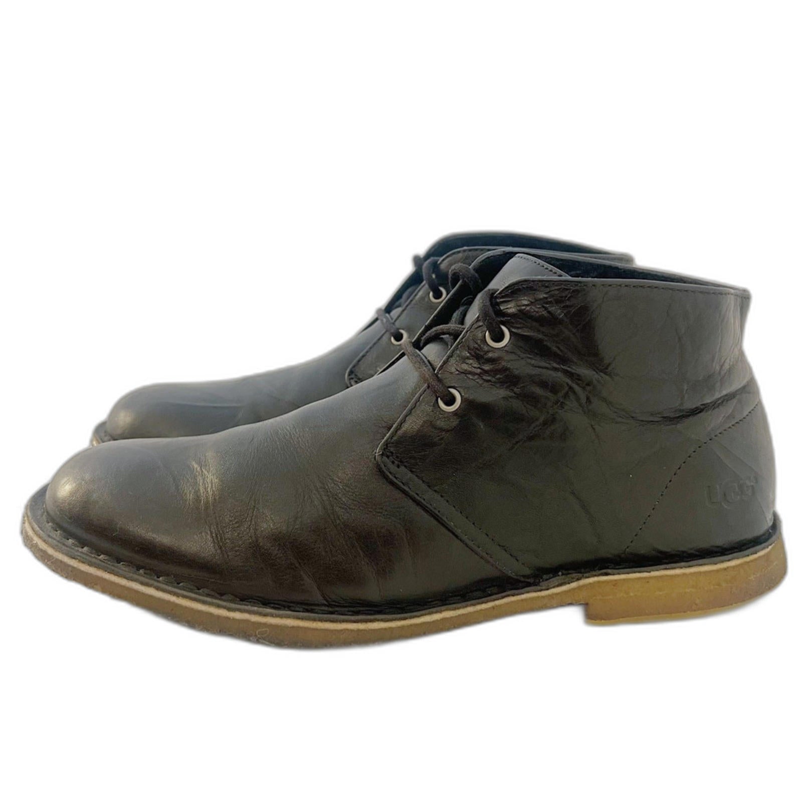 UGG Australia Men's Leighton Black Leather Chukka Boots Size 11