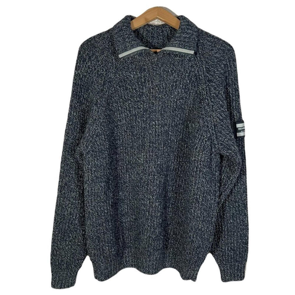 Henri Lloyd Men's 100% Wool Black and White Knit Collared Sweater Size M