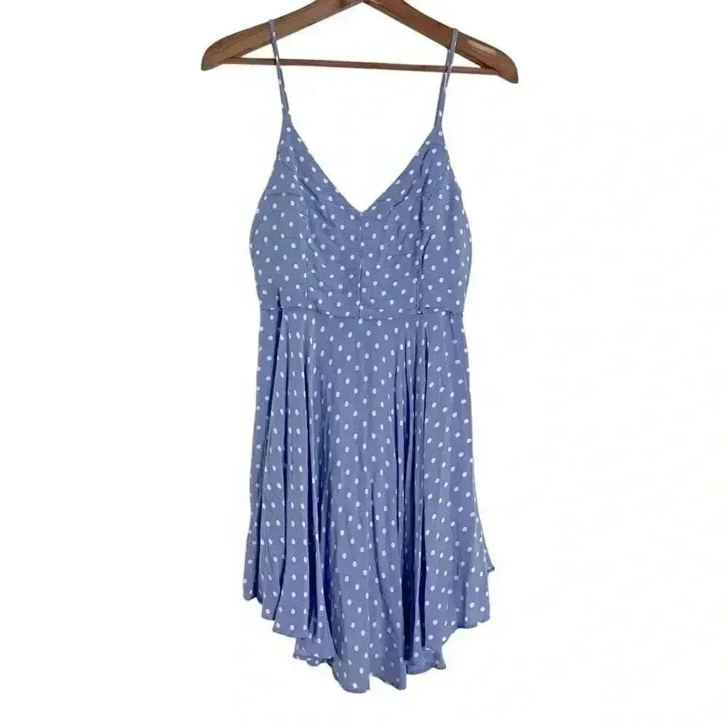 Aqua Blue Polka Dot A Line Dress Women's Size M