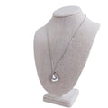 Silver Heart Necklace Pink Rhinestone Heart Pendant Chain