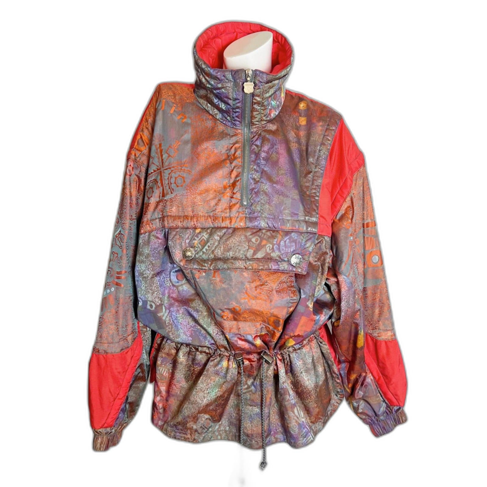 Vintage 1980s Kaelin Ski Jacket Orange Purple Holographic Women's Size 10