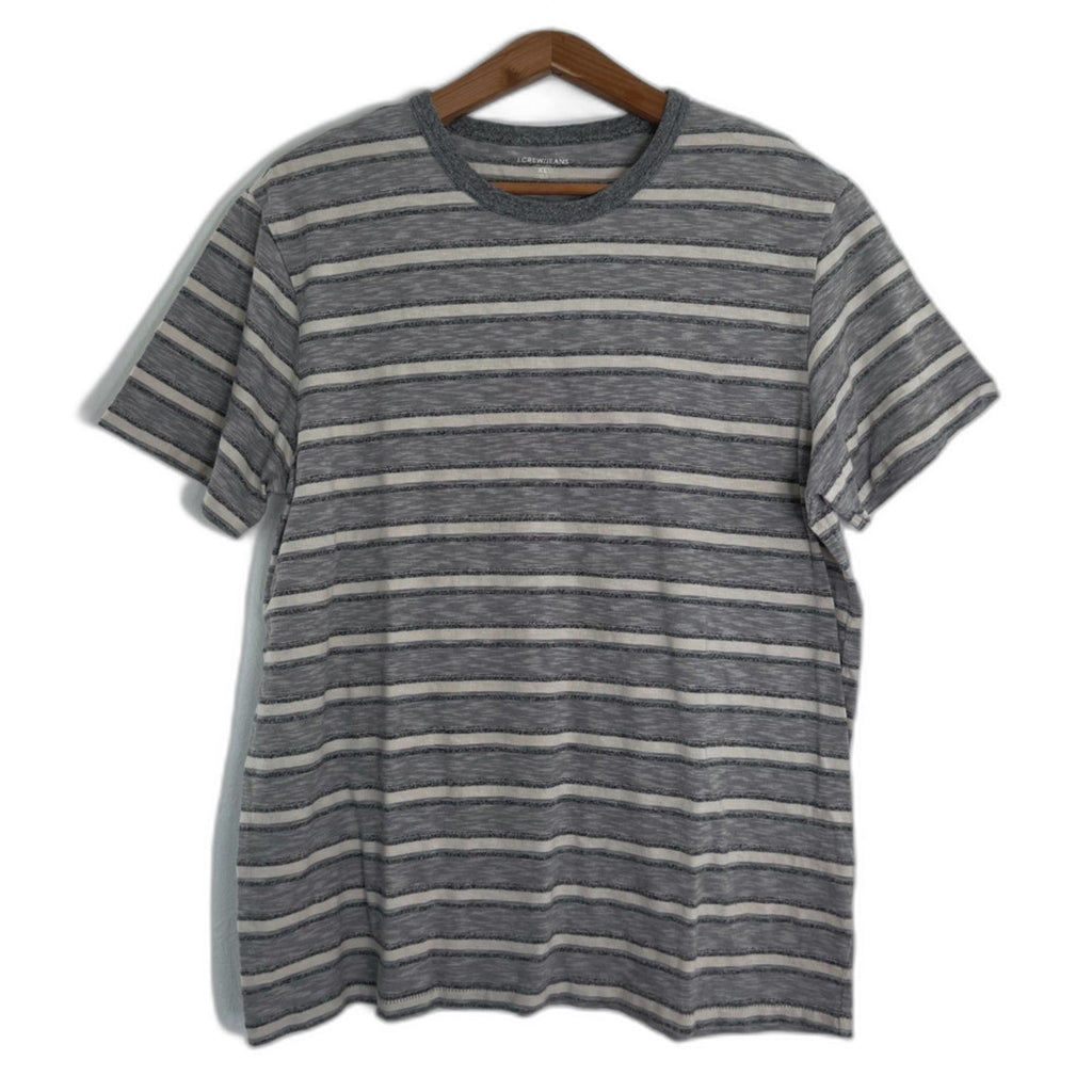 J. Crew Men's Grey Striped Crew Neck T Shirt Size XL