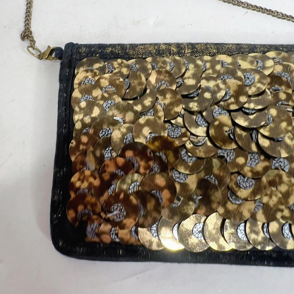 Ecote Urban Outfitters Gold Sequined Wallet Bag Evening Bag Distressed