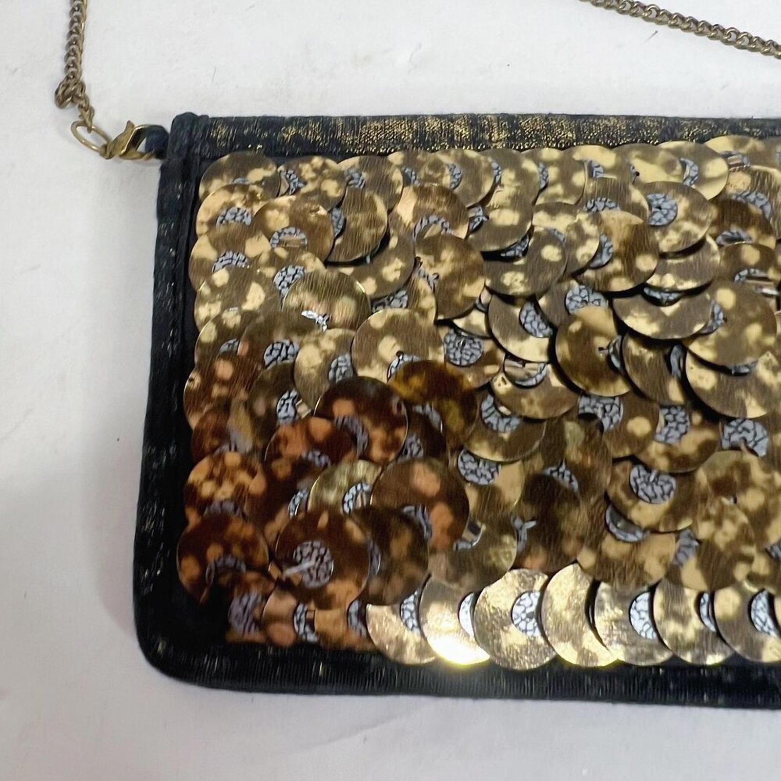 Ecote Urban Outfitters Gold Sequined Wallet Bag Evening Bag Distressed