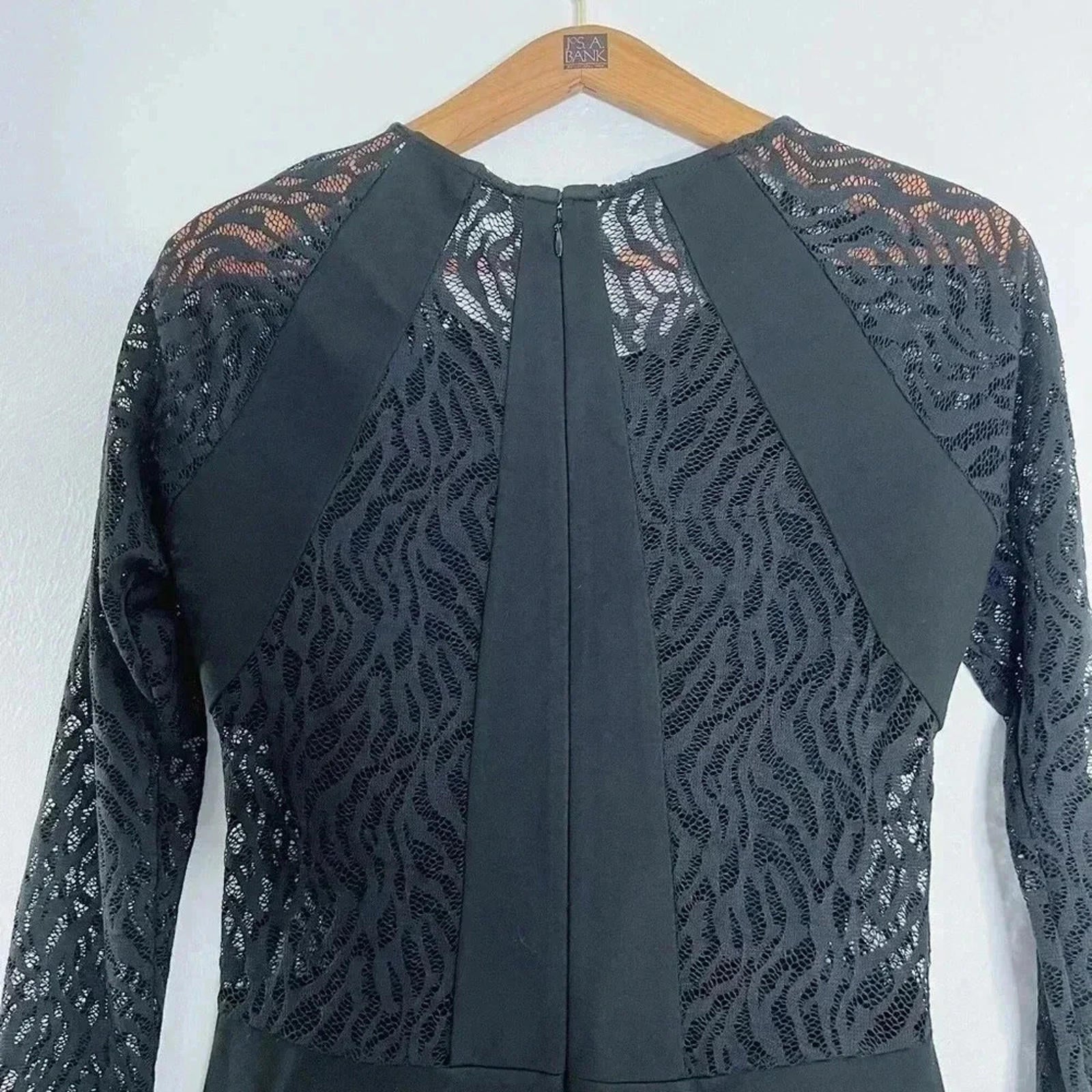 Parker Bauer Black Dress Lace Cutouts Bodycon Cocktail Dress Women's Size 6