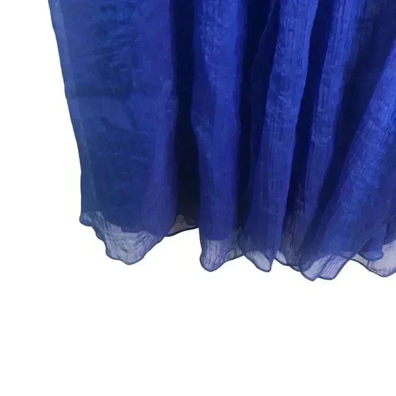 Bisou Bisou Blue Chiffon Flowy Mini Dress Formal Prom Cocktail Women's Size 12