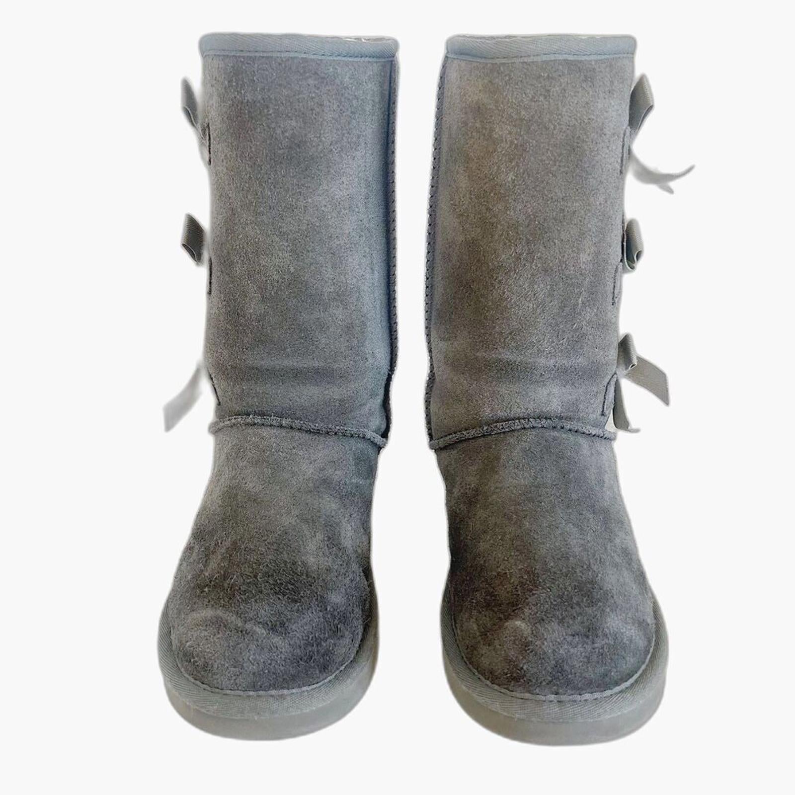 Koolaburra by Ugg Women's Victoria' Boots Grey Bow Shearling Coquette Size 5