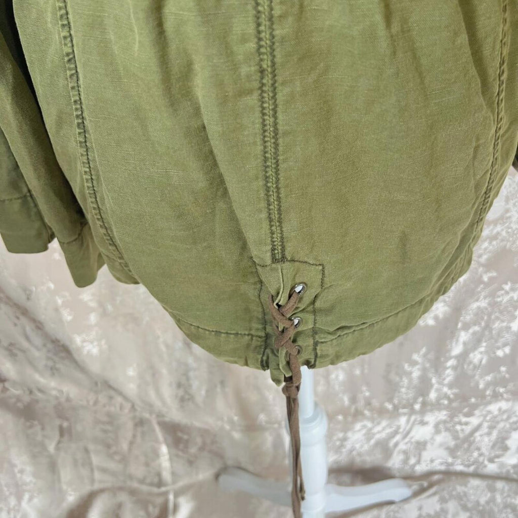 Anthropologie Hei Hei Olive Green Lace Trim Anorak Army Military Jacket Size M