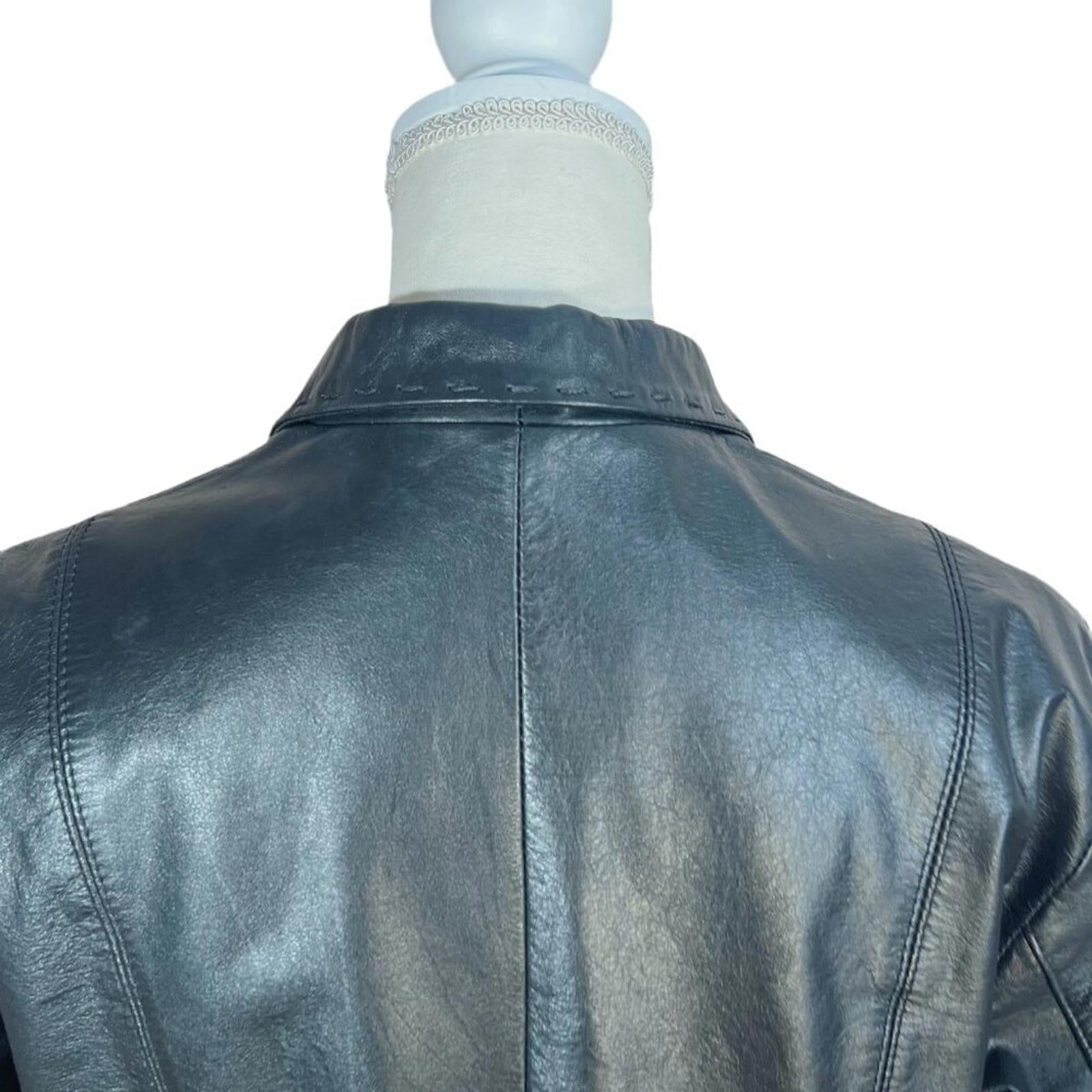 Vintage Argentinian Black Leather Jacket Stitching Details Women's Size XL