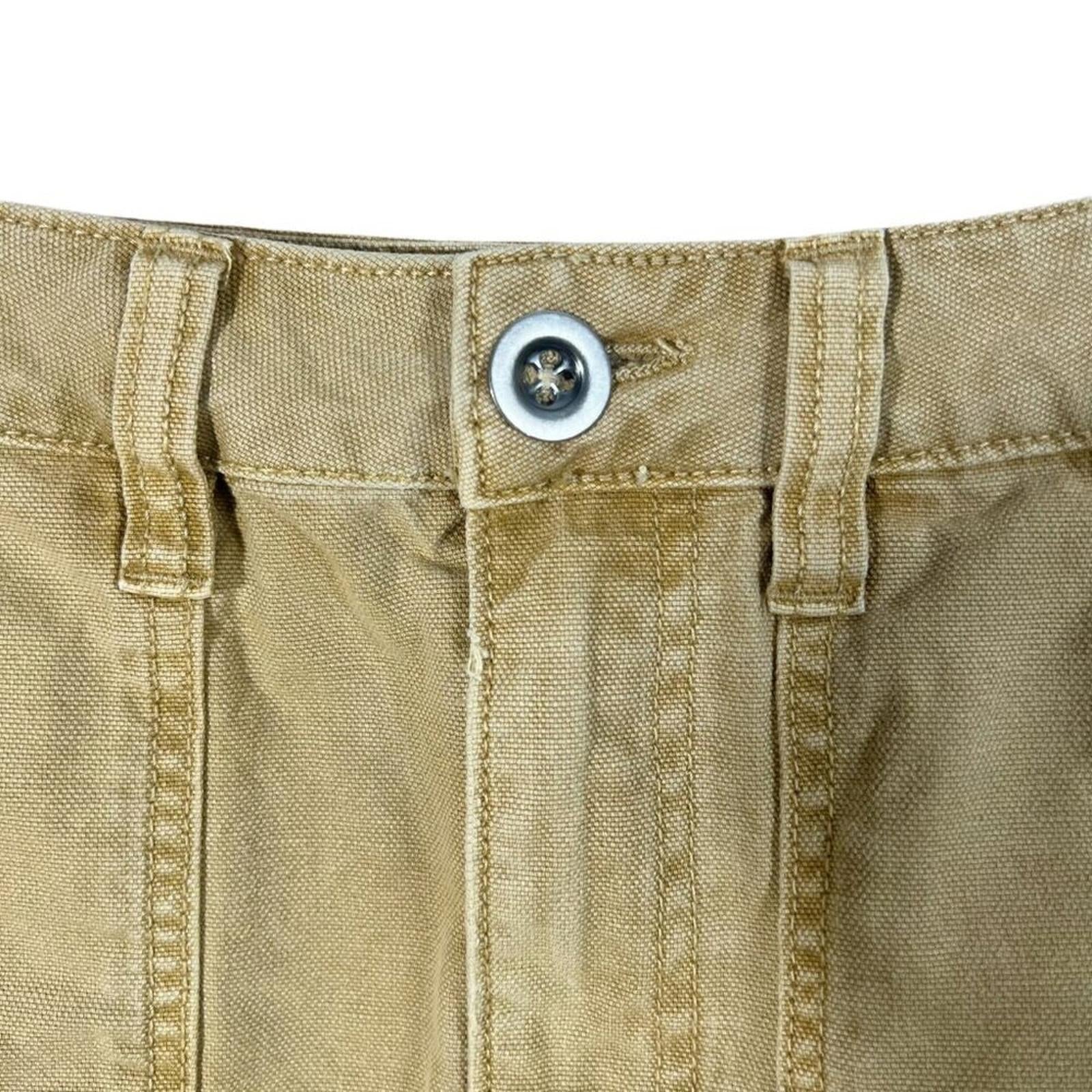 Free People Cargo Khaki Cargo Mini Skirt Distressed Raw Hem Tan Women's Size 28