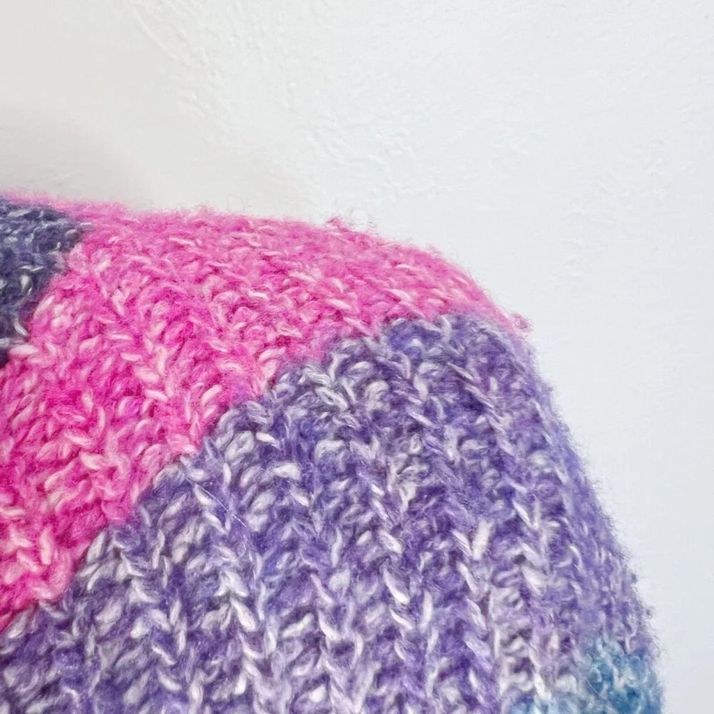GAP Wool Blend Pink Purple and Blue Striped Sweater Mock Neck Women's Size XS