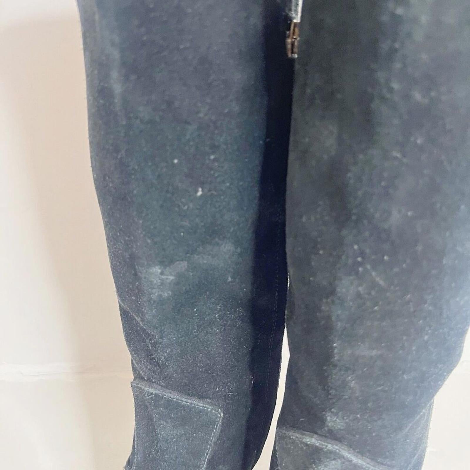Veronica Beard Olivia Boots Black Suede Nuback Mid Calf Heeled Boots Size 6