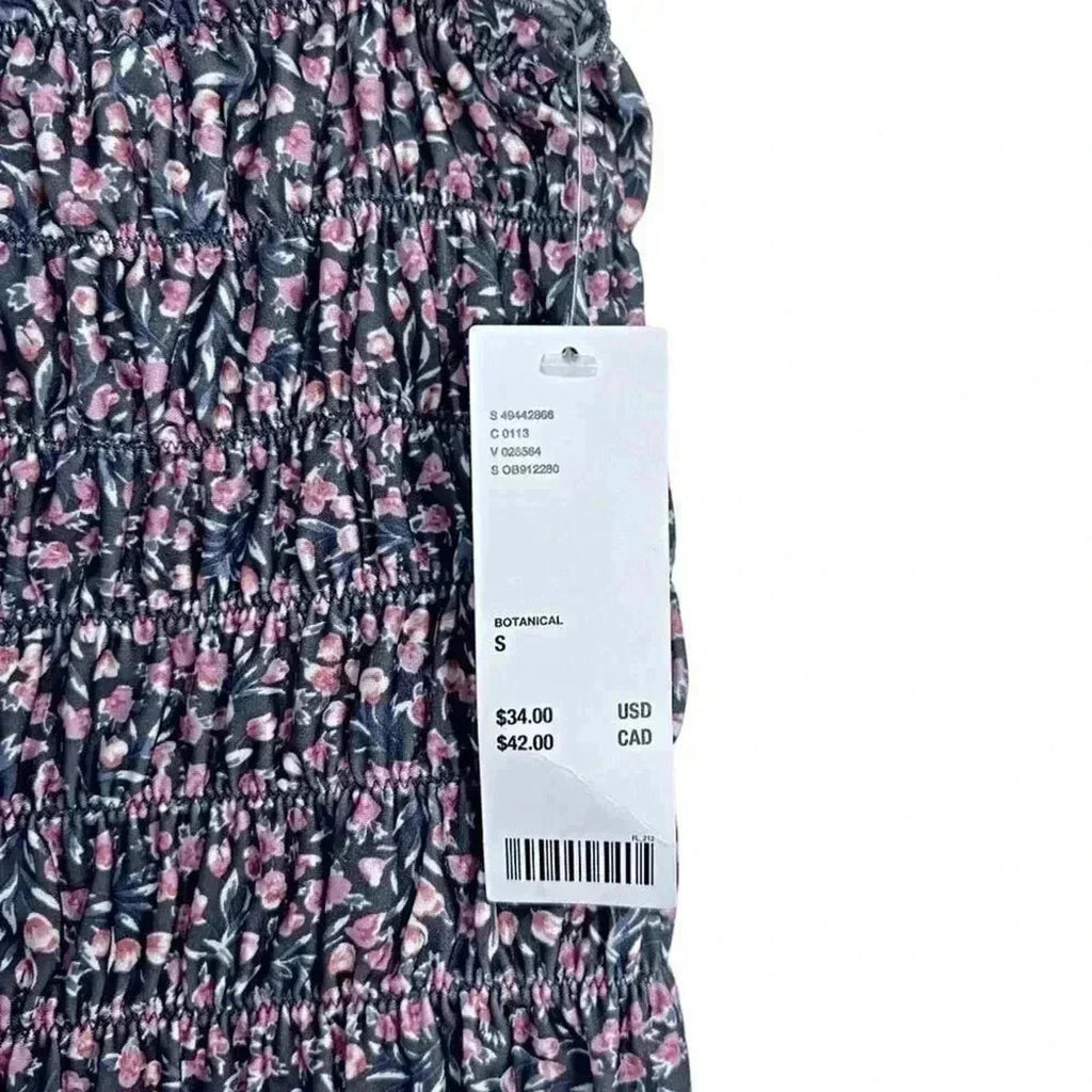 NWT Urban Outfitters Grey Floral Smocked Tube Top Bows Coquette Size S