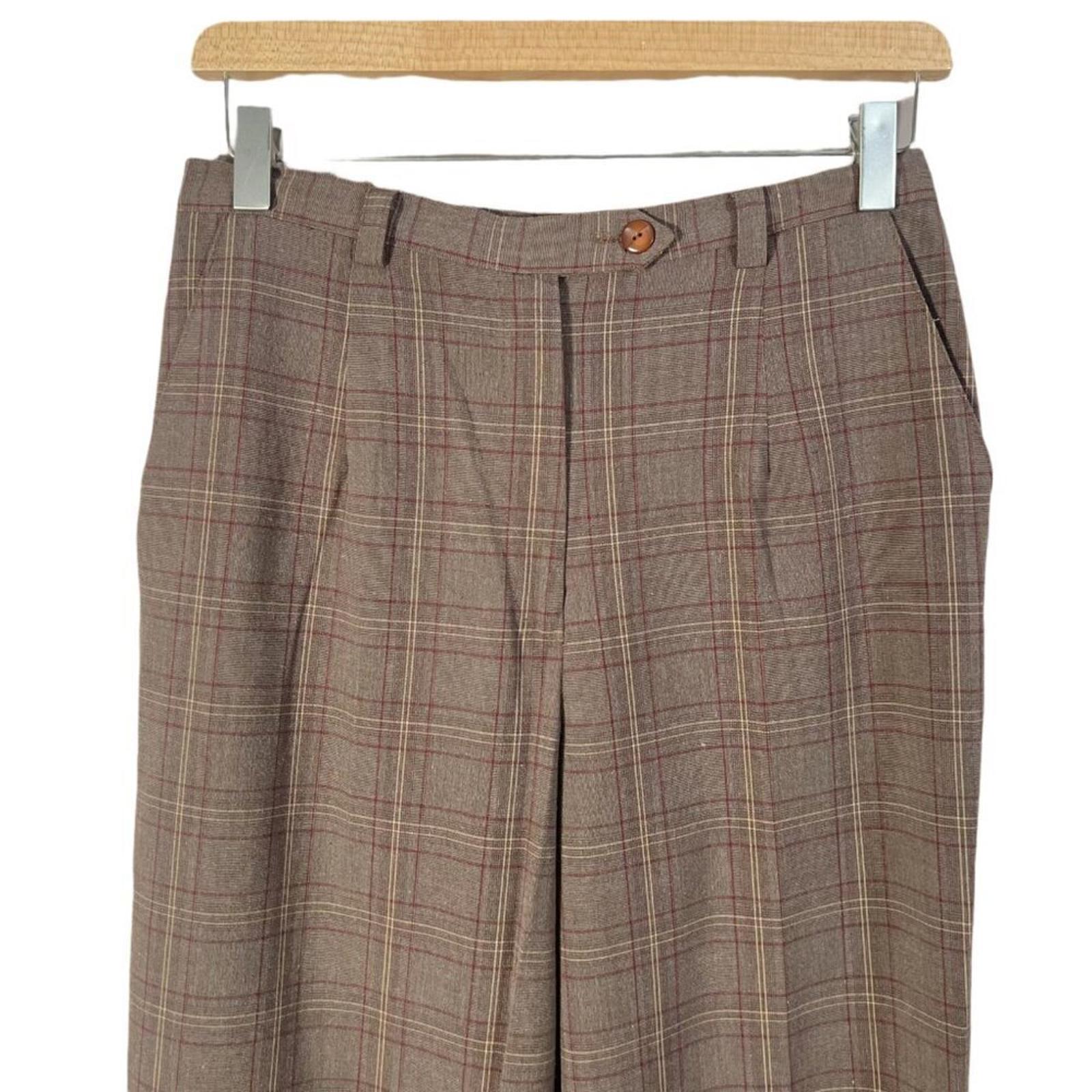 Vintage Sag Harbor Brown Plaid Slacks Trousers Dark Academia Size 6