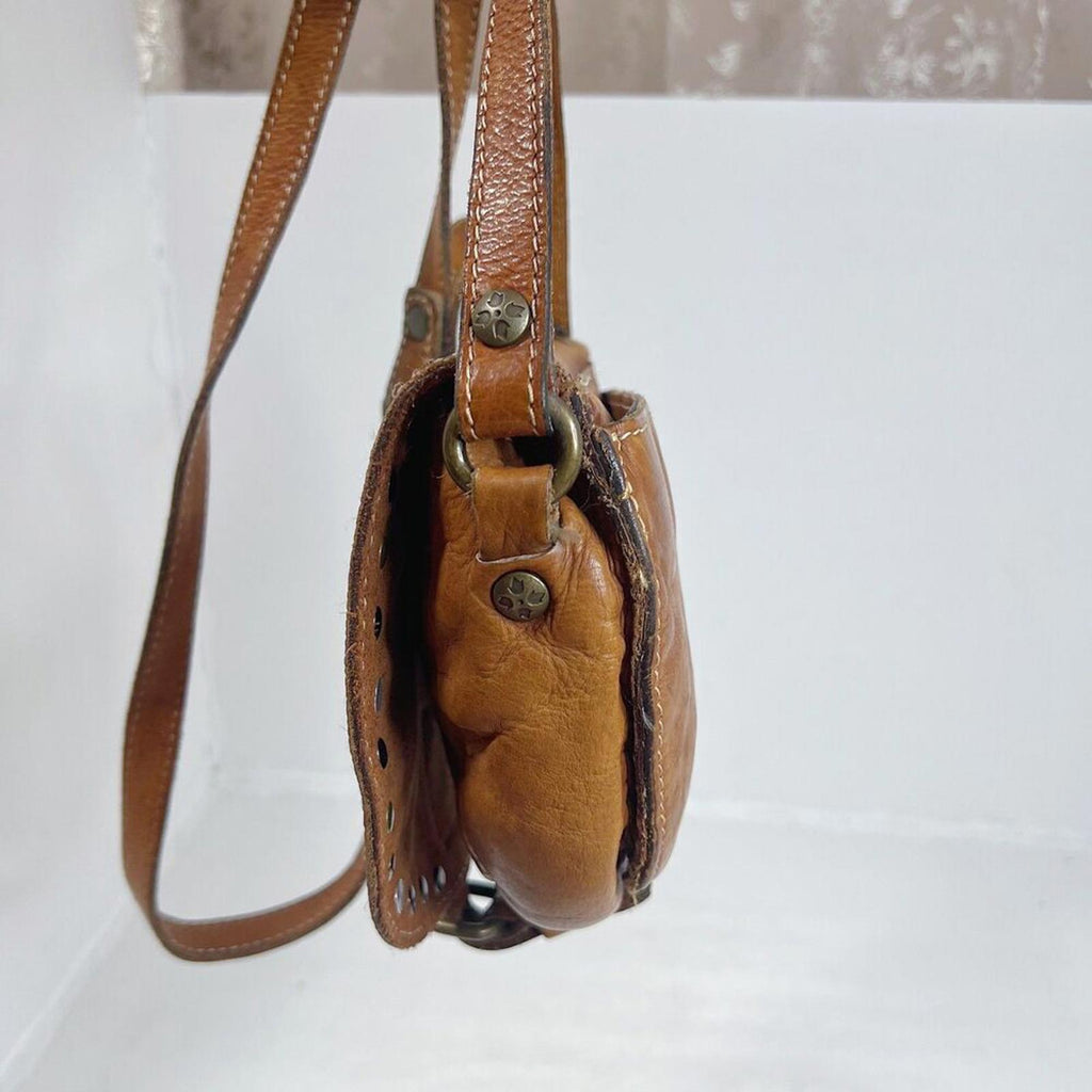 Patricia Nash Brown Leather Studded Crossbody Bag Boho Western Purse