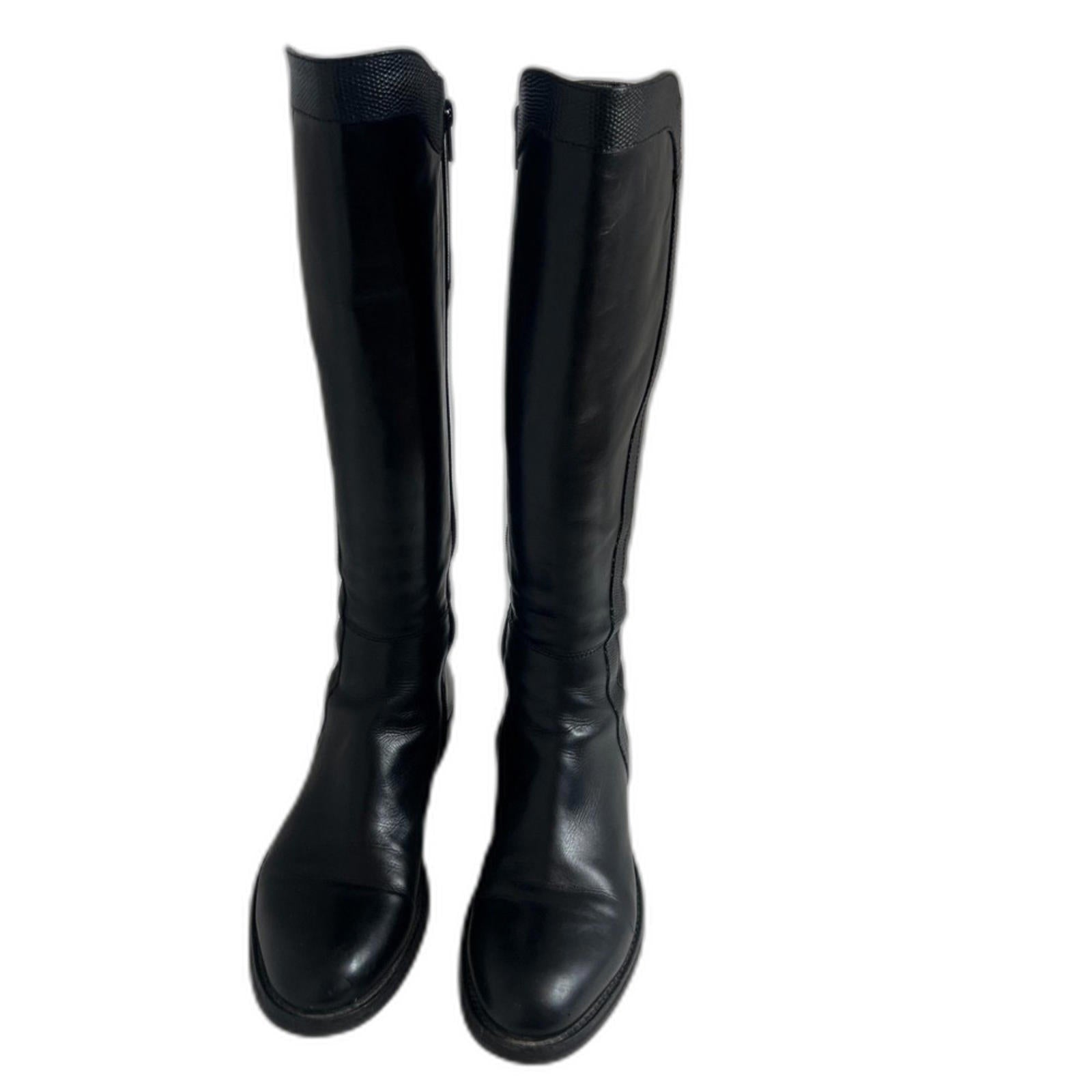 AGL Attilio Giusti Leombruni Black Leather Knee High Riding Boots Size 8.5