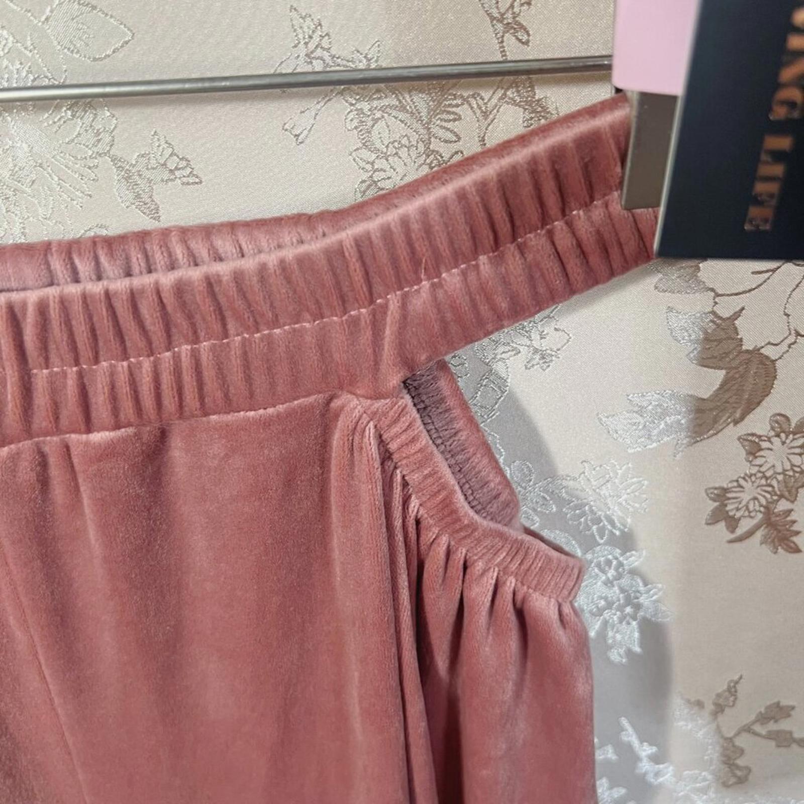 NWT Vivre La Vie Velour Tracksuit Sweatshirt Sweatpants Blush Dusty Rose Size L