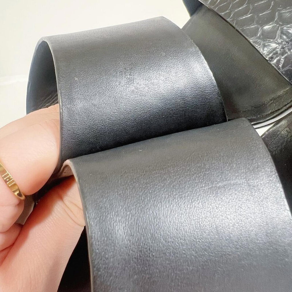 Dolce Vita Black Leather Chunky Heel Sandals Women's Size 8.5