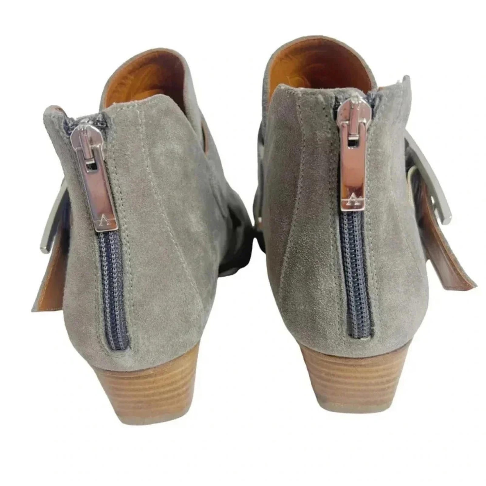 Aquatalia Like New Filomena Grey Suede Buckled Booties Women's Size 8.5
