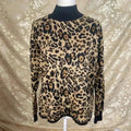 Calvin Klein Leopard Print Mock-Neck Sweater Animal Print Knit Women's Size M