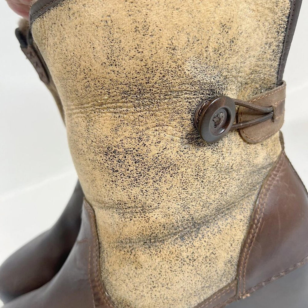 Dansko Stormy Women's Brown Leather Fur Lined Heeled Boots Booties Size 11.5 12