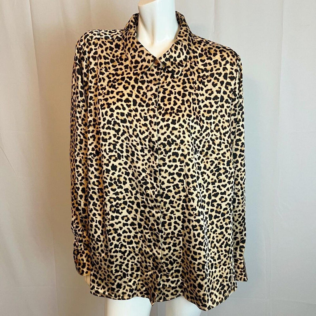 NWT A New Day Leopard Print Satin Blouse Women's Size 2XL