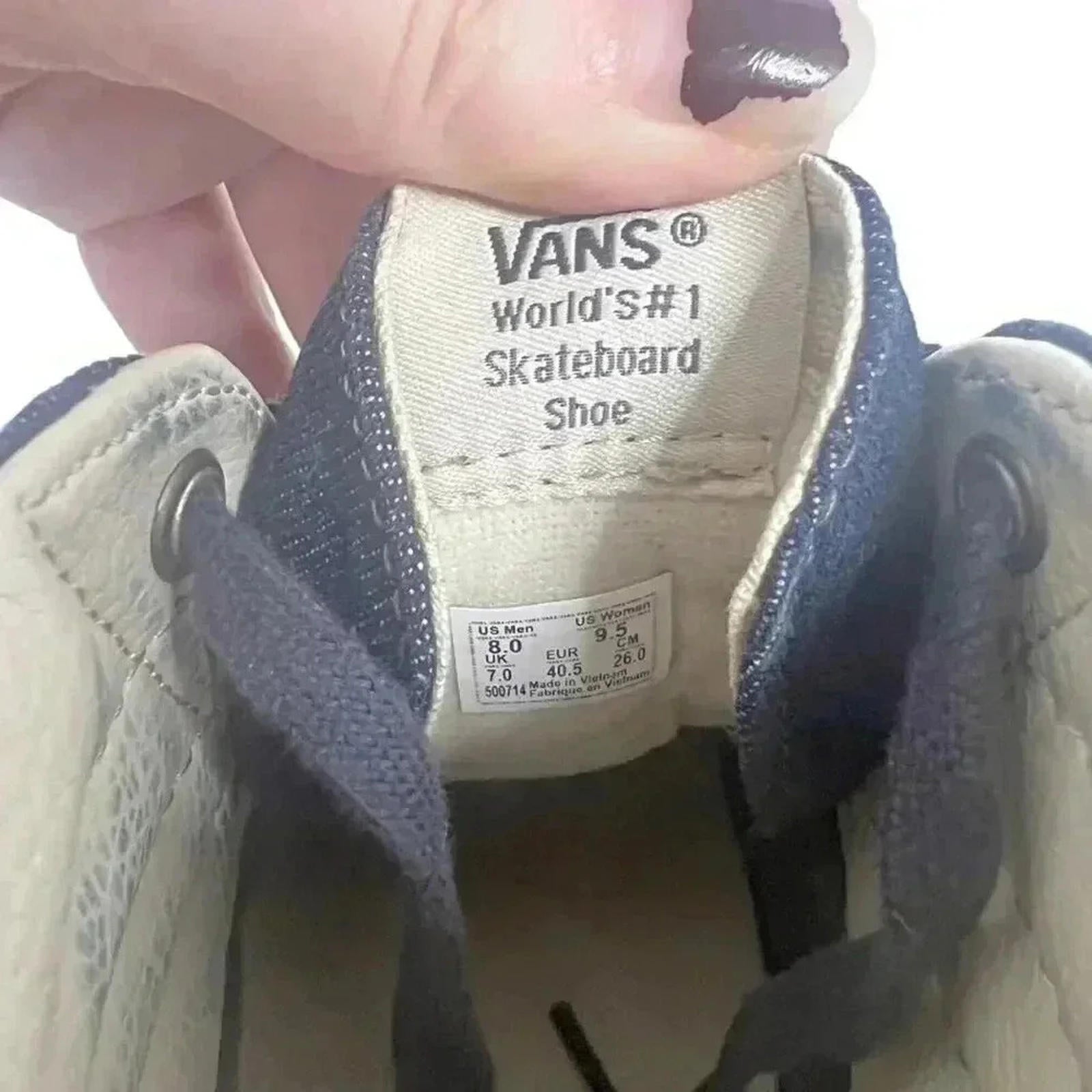 Vans Denim Sk8 Hi Dark Blue High Top Sneakers Skate Sneakers Women's Size 9.5