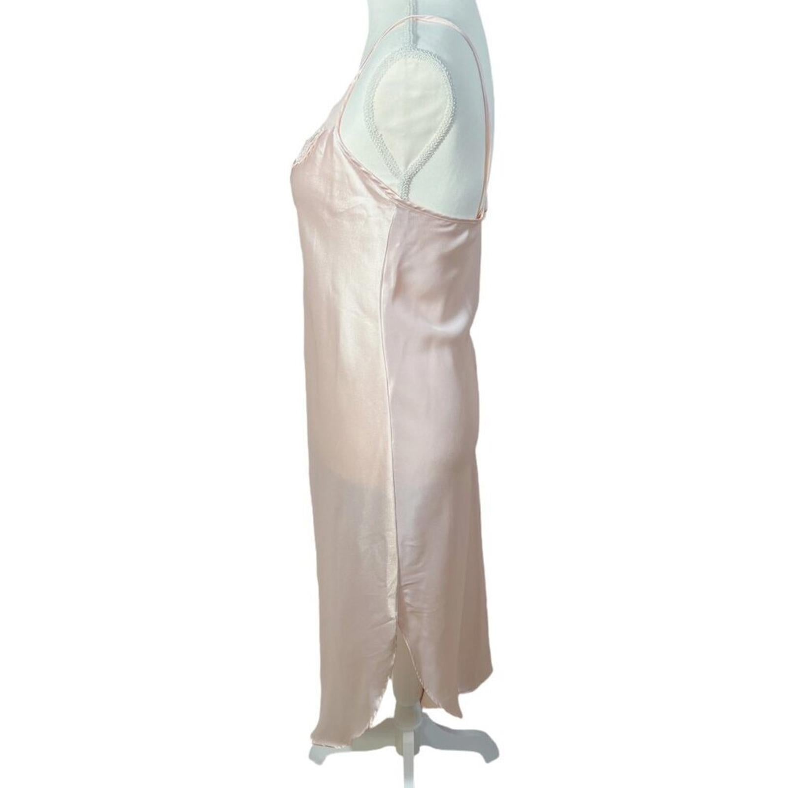 Vintage Intimo Amore Light Pink Ballerina Pink Satin Slip Lace Size XS