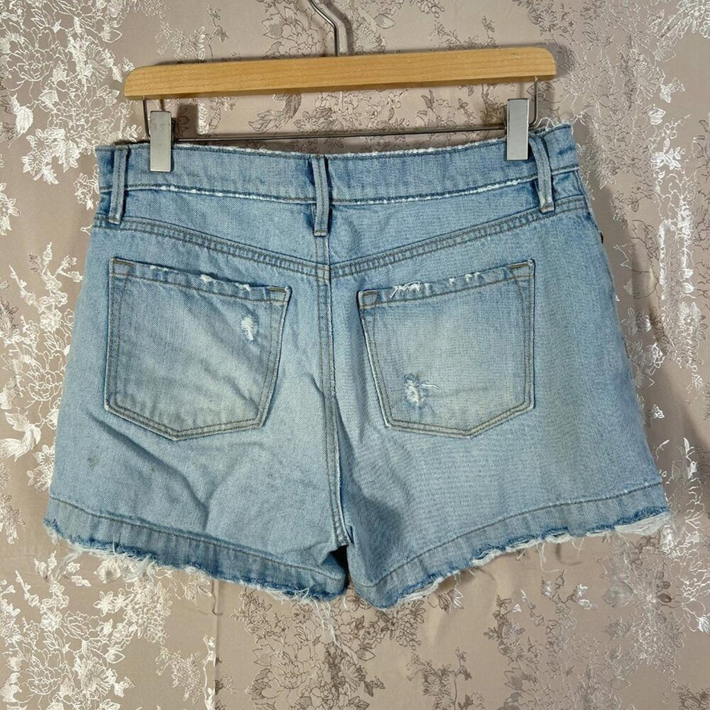 Ann Taylor LOFT Light Wash Distressed Denim Shorts Jean Shorts Size L