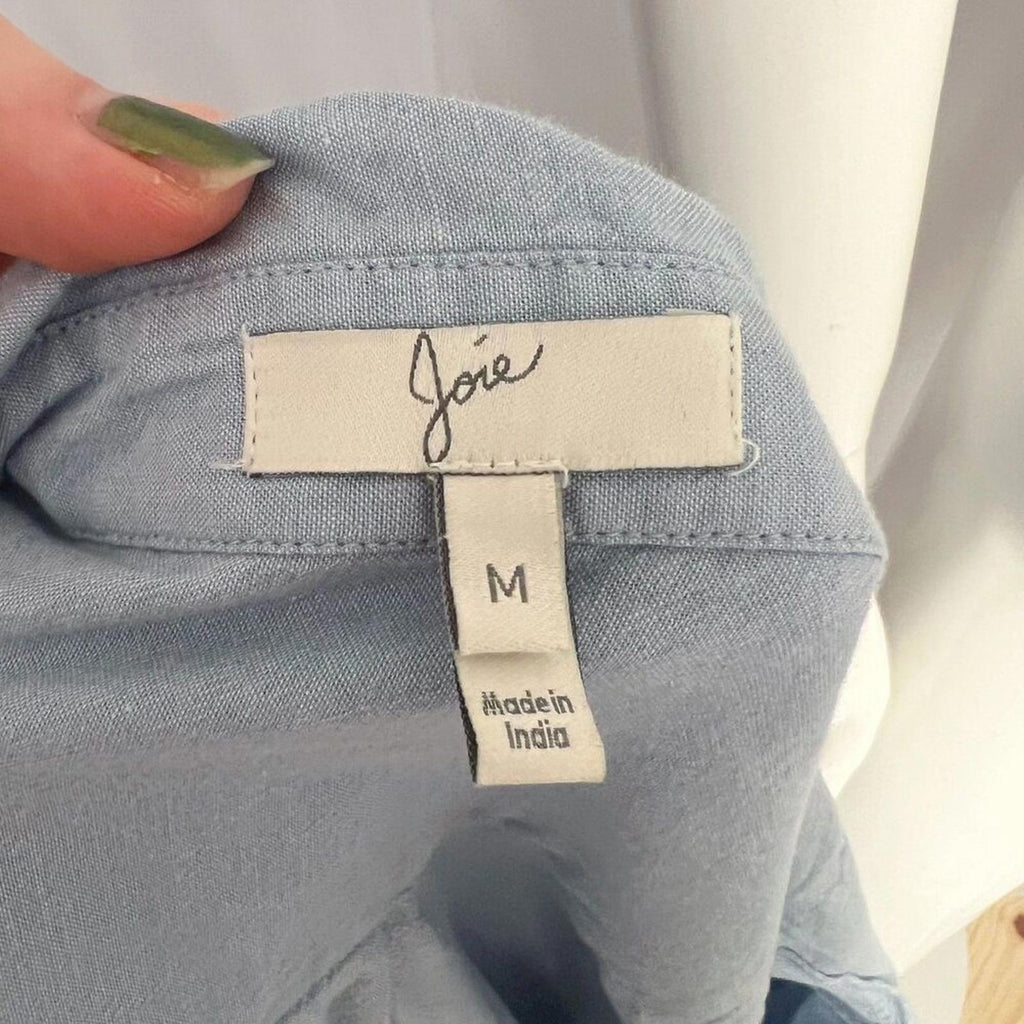Joie Blue Chambray Button Up Blouse Women's Size M